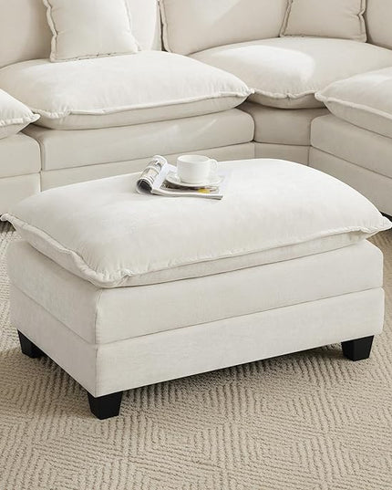 35‘’ Modern Chenille Cloud Sofa Ottoman,Rectangle Ottoman for Modular Sectional Sofa, Beige