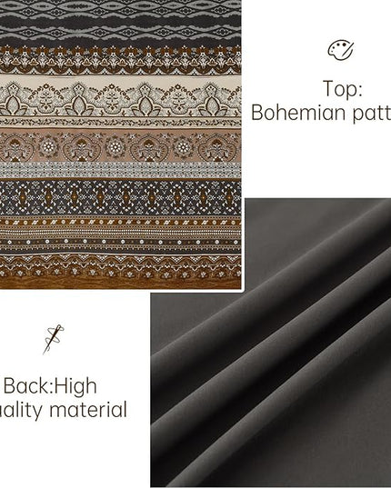 Cottolester Boho Queen Comforter Set 8 Pieces,Brown Black Bohemian Comforter Paisley Striped Bed in A Bag,Soft Microfiber Bedding Set for All Season