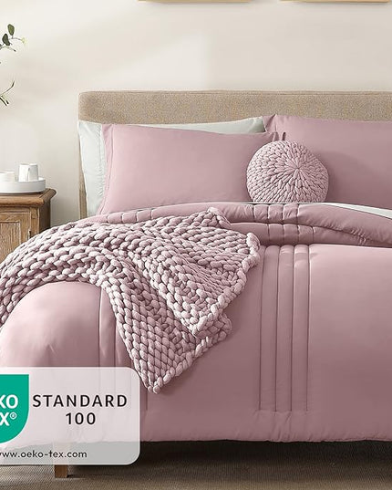 Monbix Full Comforter Set - 7 Pieces Bed in a Bag Full Size Bedding Sets with Comforters, All Seasons Down Alternative Comforter with Sheets,Pillowcases & Shams