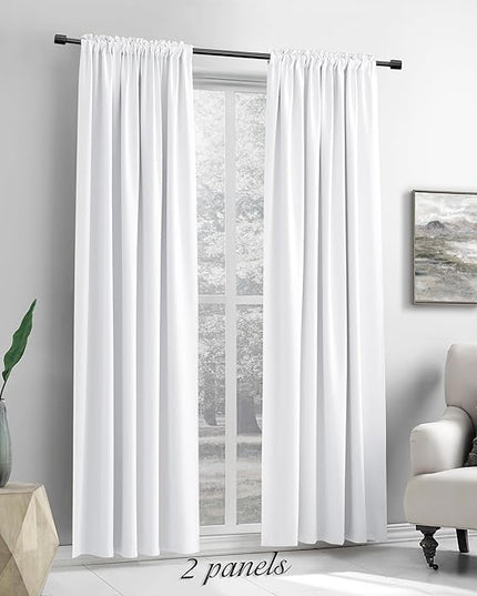 DONREN Extra Wide 60 Inches Wide Room Divider Curtains for Living Room -2 Panel Set Room Darkening Energy Efficient Curtains for Sliding Glass Patio Doors,Pure White,5FTx7FT(Total W120 x L84 Inch)