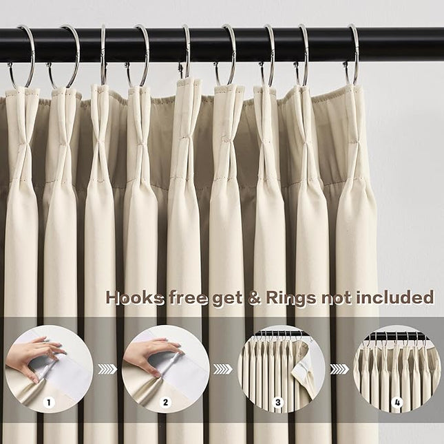 KEQIAOSUOCAI Cream Beige Room Darkening Privacy Curtains 72 x 63 Inches Long, 72 Inch Wide Track Blackout Window Treatment Sound Reducing for Bedroom/Home Office