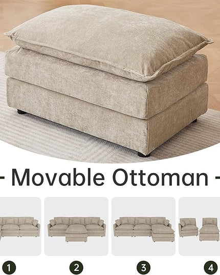 Modular Sectional Sofa, 112.2 Inch L Shaped Couch Set with Armrests, 3-Seater Comfy Cloud Couches for Living Room Apartment, Coffee