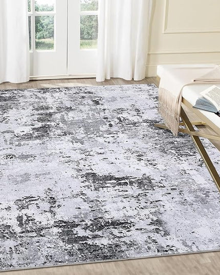 Modern Abstract Area Rug 3x5 Non Slip Non Shedding Rug Low Pile Stain Resistant for Bedroom Living Room,Grey