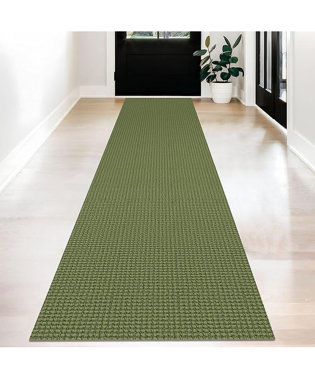 KOZYFLY Long Runners for Hallways 2x12 ft Washable Kitchen Runner Non Slip Rubber Backed Hallway Rugs Cotton Entryway Runner Rug Floor Carpet for Indoor Hall, Kitchen, Bright Green/Earthy Green