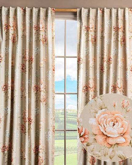 Maison d' Hermine Curtains for Living Room 100% Cotton 124 inch Length Two Panels Light Filtering Curtains for Bedroom Windows with Rod and Loop Pockets Drapes (Newburry Melba, 50" W x 124" L)