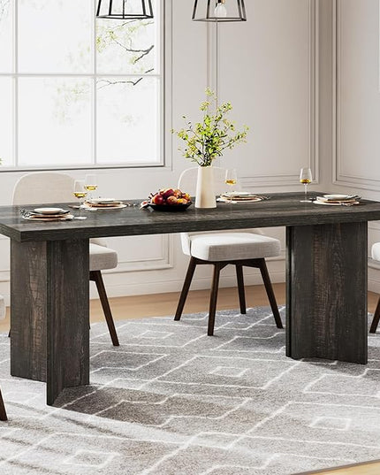 Tribesigns 63-inch Dining Table for 4-6, Farmhouse Kitchen Table with Large Tabletop, Rectangular Dinner Eating Table for Dining Room, Living Room, Kitchen, Dark Gray
