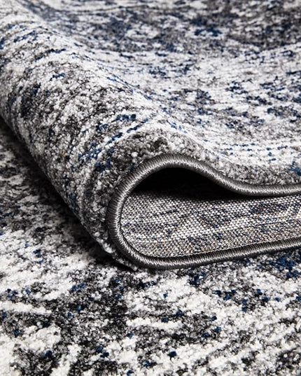 Keen Home Design Area Rugs - Non-Shedding, Thick Pile Abstract Rugs for Kitchen, Living Room, Bedroom, Dining Room, Entryway (Medallion Grey/Blue/Cream, 5'3'' x 7'7'')