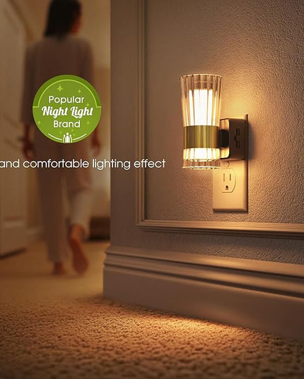 Night Light, Night Lights Plug into Wall, Soft White LED Nightlight for Kids, Adjustable Brightness 0-100LM, Dusk to Dawn Sensor, Soft Light for Bedroom, Hallway, Nursery, 2 Pack