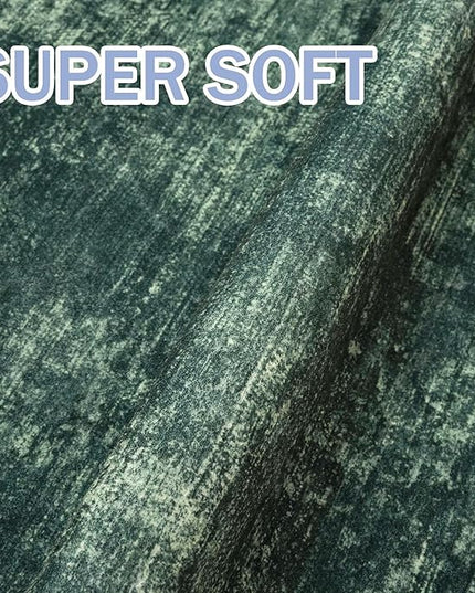 IOHOUZE Abstract Area Rugs 5x7 Ft Washable Rugs for Living Room, Non Slip Dining Room Rug, Printed Faux Wool Rugs for Bedroom, Floor Carpet for Kitchen Nursery Playroom, Dark Green