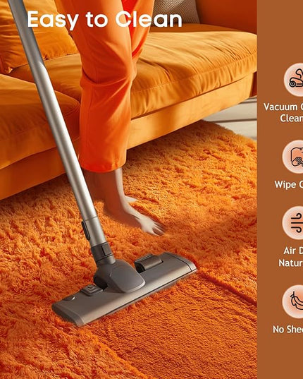 Ophanie Orange Rugs for Living Room Bedroom, 6x9 Fluffy Fuzzy Furry Carpet, Plush Soft Shaggy Bedside Indoor Floor Area Rug for Kids Girls Boys Baby Teen Dorm Nursery Home Decor Aesthetic