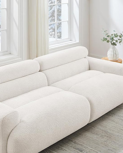 VANOMi 89" Boucle Cloud Loveseat Sofa Couch, Comfy Upholstered Deep Seat Boucle Sofa, Mid Century Modern Couch for Living Room Bedroom Apartment