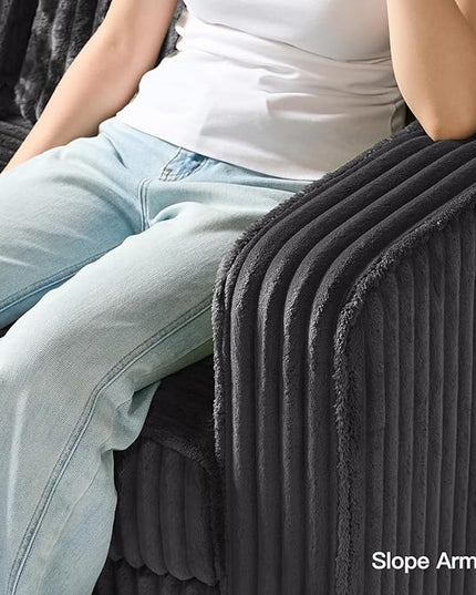 Belffin Sectional Couch with L-Shape Chaise L Shaped Couch with Ottoman Sectional Couches for Living Room Corduroy (Dark Grey, L Shaped)