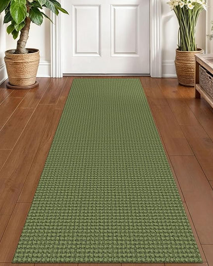 KOZYFLY Runners for Hallways 2x6 ft Washable Kitchen Runner Non Slip Rubber Backed Hall Runners Cotton Entryway Runner Rugs Floor Carpet for Indoor Backdoor Bedroom Kitchen, Bright Green/Earthy Green