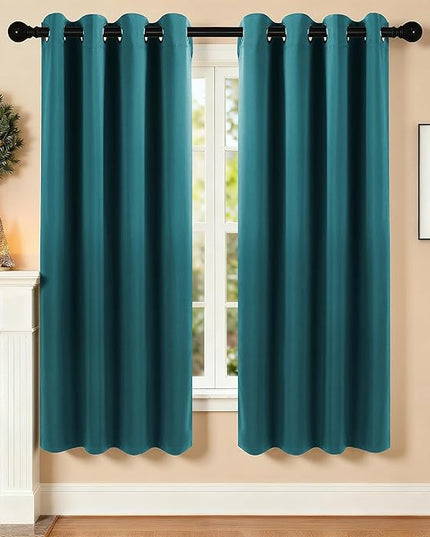 Room Darkening Curtains 63 Inch Length for Bedroom Living Room, Insulated Thermal Grommet Curtain Drapes, Blackout(60-90%,Not 100%) Window Treatment Decor, 2 Panels, 52x63, Sapphire