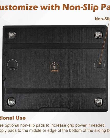 Joy&Grace Appliance Slider for Kitchen Appliances 360° Rolling Sliding Tray for Coffee Maker Countertop, Bamboo Coffee Pot Slider Rolling Tray (Black, Medium 14.5" x 10")