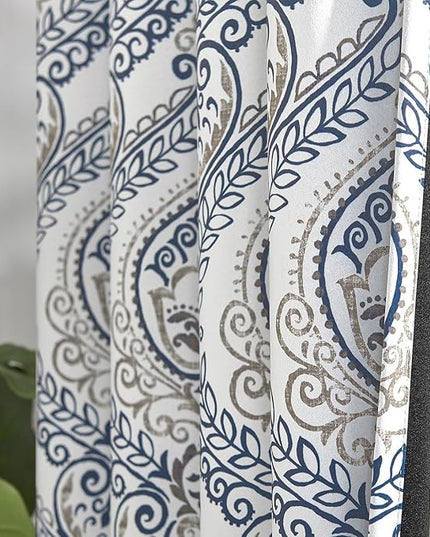 jinchan Blackout Curtains 63 Inch Length 2 Panels Blue Damask Medallion Window Curtains for Bedroom Grommet Thermal Insulated Drapes for Living Room Vintage Luxury Window Treatments Set