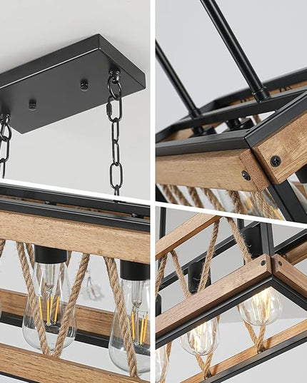 Farmhouse Light Fixtures, 3-Light Adjustable Kitchen Chandeliers Over Table, Vintage Pendant Lighting for Kitchen Island, Rustic Hanging Lights for Entryway Foyer Bathroom Dining Room