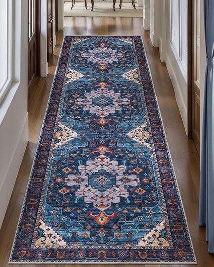 Ciicool Washable Runners Area Rug for Hallways, Ultra Soft 2'6 "x8' ft Boho Print Non-Slip Vintage Oriental Medallion Long Carpet for Kitchen Bedroom Laundry Bathroom