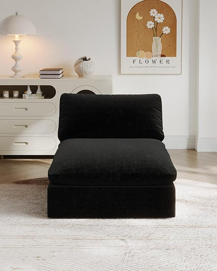Modular Sectional Sofa,1-Seater Extra Comfty Deep-Seat-Filled Couch,Modern Couches for Living Room, Apartment,Office,Small Space,Black