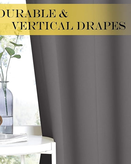 NICETOWN Blackout Window Curtain for Bedroom - (Grey Color) Home Decoration Thermal Insulated Room Darkening Drape/Drapery, W52 x L63 Inch, 8 Grommets/Rings Top, 1 Panel