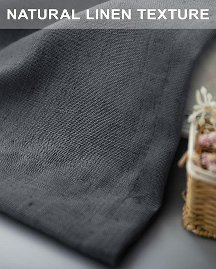Grey Curtains for Living Room 96 Inches Long 2 Panels Back Tab Light Filtering Linen Semi Sheer Modern Farmhouse 8ft Curtain Drapes for Bedroom Home Office Ceiling to Floor Length Charcoal Dark Gray