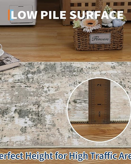 Modern Abstract 2x10 Runner Rug Washable Non Slip Stain Resistant Rug for Hallway Kitchen Bedroom Non Shedding Low Pile Indoor Floor Cover,Grey Yellow