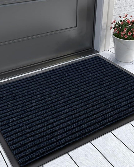 Yimobra Front Door Mat Outdoor Indoor Entrance, 100% Waterproof All-Season All Weather Doormat, Welcome Matt Outside Entry, Non Slip, Low Profile, Heavy Duty Patio Porch Floor Mat,29.5 x 17, Navy Blue