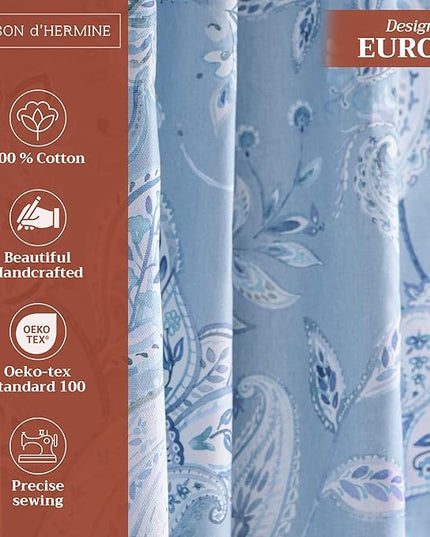 Maison d' Hermine Curtains for Living Room 100% Cotton 84 inch Length One Panel Light Filtering Curtains for Bedroom Windows with Rod and Loop Pockets Drapes (Ramage Steel Blue, 50" W x 84" L)