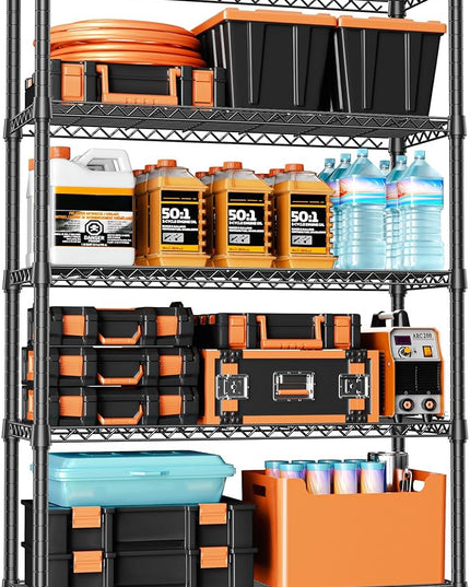 IZEUK 1750 LBS Garage Shelving Wide Storage Shelves Metal Shelves Heavy Duty Adjustable Utility Shelf Rack (Black, 5 Tier, 15.7" D x 45.3" W x 70.9" H)