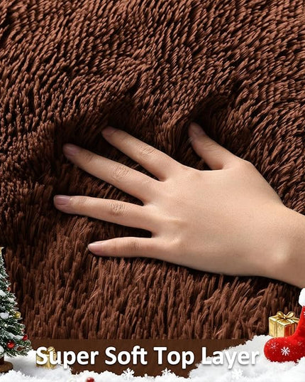 Ophanie 8x10 Brown Area Rugs for Living Room, Large Shag Bedroom Carpet, Big Indoor Thick Soft Shaggy Nursery Rug, Fluffy Carpets for Boy and Girls Room Dorm Home Decor Aesthetic