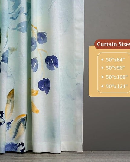 Maison d' Hermine Curtains for Living Room 100% Cotton 84 inch Length One Panel Light Filtering Curtains for Bedroom Windows with Rod and Loop Pockets Drapes (Lazy Summer Days, 50" W x 84" L)