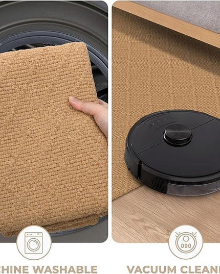 KOZYFLY Washable Area Rug 2x3 Ft Small Entryway Rug Throw Rugs with Rubber Backing Indoor Door Mat, Braided Cotton Floor Carpet for Front Entrance Bathroom Kitchen Foyer, Warm Tan