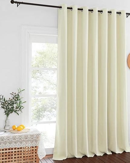NICETOWN Blackout Curtains for Sliding Glass Door Room Divider Noise Reduce Curtain Panel Portable Window Screen Sliding Partition, W100 x L102 inches, 1 Panel, Beige
