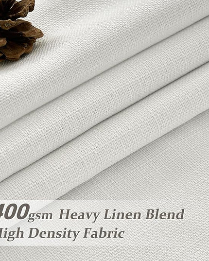 Blackout Memory Trained Pinch Pleated Bedroom Curtains 94 Inches Long, Black Out Linen Two Layer Heat Blocking Soundproof Modern Beige White Curtain for Living Room with Back Tab 40W x 94L 2 Panel Set