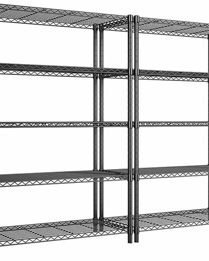 5 Tier Storage Shelves 71"H Wire Shelving Adjustable Metal Shelving,1000LBS Pantry Shelves Sturdy Steel Wire Shelf for Kitchen School Pantry Garage Warehouse ,71"H X35.5"W X13.8"D, Black,2P