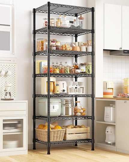 REIBII 7-Tier Metal Shelving Unit, 71’’H x 18’’W x 18’’D, 1176 LBS Weight Capacity, Adjustable Garage Shelving for Storage, Heavy Duty Shelves for Kitchen, Living Room, Bathroom etc.
