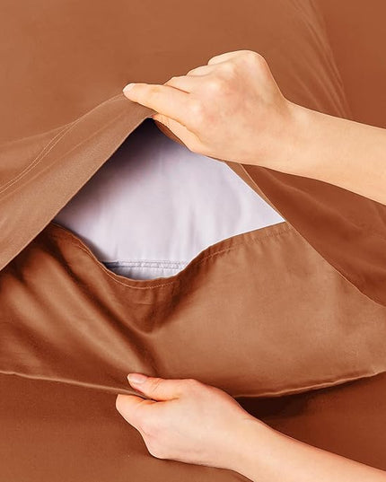 Bedsure Cooling Sheets Twin XL, Rayon Derived from Bamboo, Breathable & Soft Twin XL Sheet Sets, Deep Pocket Up to 16 Inches, Hotel Luxury Silky Dorm Bedding for Hot Sleepers, Burnt Orange