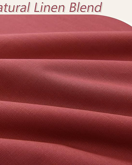 Guken Red Blackout Curtains 90 Inch Length 2 Panels Set for Living Room Bedroom Back Tab Thermal Insulated 100% Black Out Linen Drapes Room Darkening Window Curtains 90 Inches Long