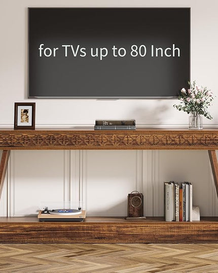 Tribesigns Farmhouse Console Table, 70.9-Inch Extra Long Entryway Table with Storage, 2-Tier Narrow Sofa Table Behind Couch, Wooden Accent Table for Living Room, Hallway, Foyer, Dark Brown