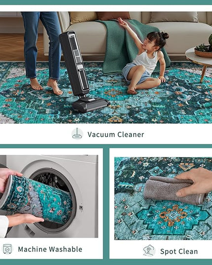 Ciicool 2x7ft Entryway Runner Rug, Washable Rug Non Slip Low Pile Pet Friendly Indoor Floor Long Carpet Hallway for Bathroom Kitchen Living Room Bedside