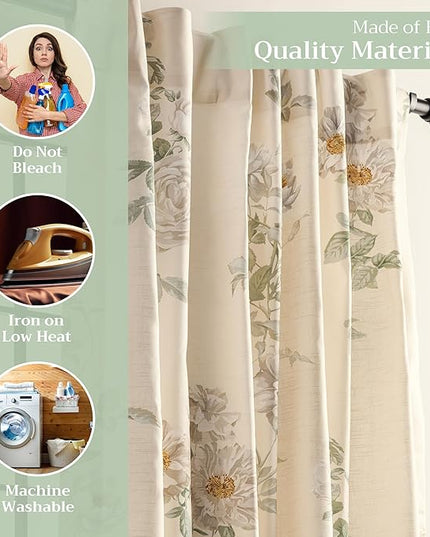 Maison d' Hermine Curtains for Living Room 100% Cotton 124 inch Length Two Panels Light Filtering Curtains for Bedroom Windows with Rod and Loop Pockets Drapes (Villette Dove Grey, 50" W x 124" L)