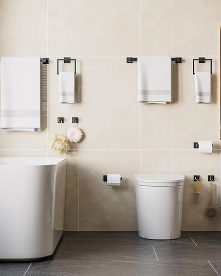 10-Piece Bathroom Hardware Accessories Set, 16 Inch SUS304 Stainless Steel Towel Bar Set, Wall Mounted Bathroom Towel Holders, Towel Hooks with Toilet Paper Holder