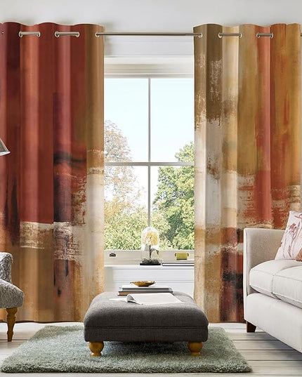 Asuexpect Burnt Orange Curtains 2 Panels Abstract Rust Curtain Room Darkening Grommet Window Drapes Modern Decorative Window Treatments for Bedroom Living Room, 52x108 Inches