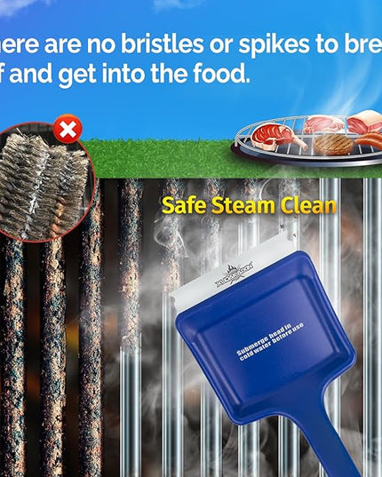 19" Large Bristle-Free Steam Grill Brush,Replaceable BBQ Cleaning Head,Safe Grill Accessories for Cast Iron/Porcelain/Weber Gas/Charcoal Grill,Grill Cleaner for Outdoor Grill