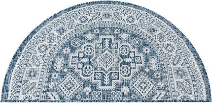 Rugs.com Outdoor Aztec Collection Rug – 2x4 Hearth Blue Flatweave-Pile Rug Perfect for Living Rooms, Large Dining Rooms, Open Floorplans