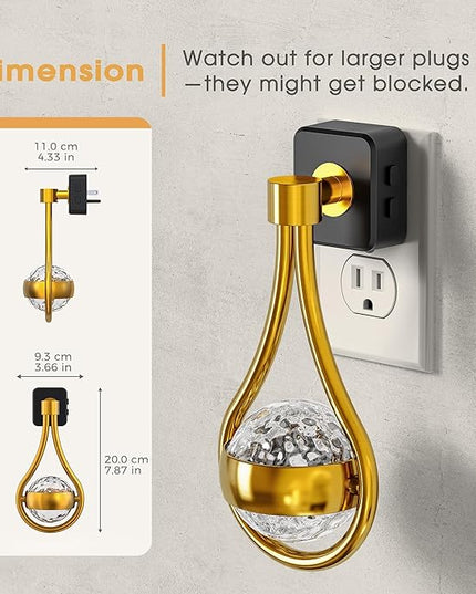 Briignite RGB Night Lights Plug into Wall, Color Changing Nightlight with Dusk to Dawn Sensor, 330° Rotating Night Light with Waterdrop Design, Ideal for Bedroom, Living Room, Home Decor, 2pack