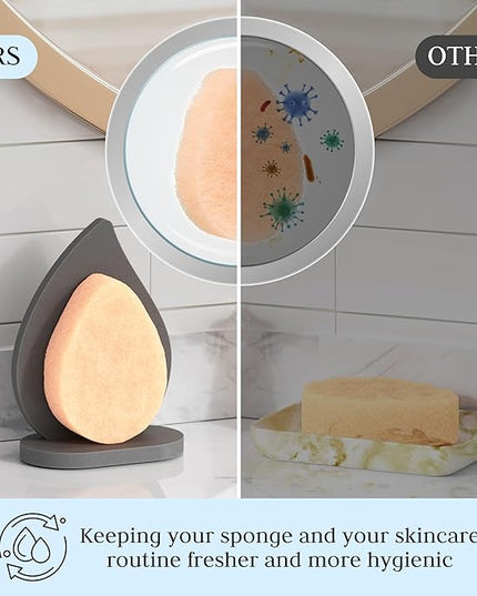 Facial Sponge Holder Compatibe with Buff-Puff Facial Sponge, Diatomite Water Absorbing Stone Drying Makeup Sponge Holder for Bathroom Counter