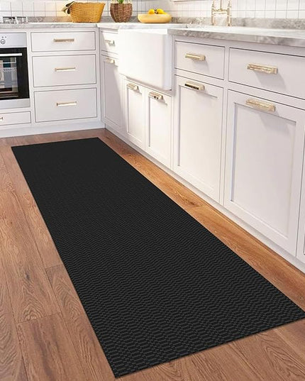 KOZYFLY Washable Runner Rug 2x6 Ft Runners for Hallways Kitchen Runners with Rubber Backing Braided Cotton Entryway Runner Indoor, Carpet for Hall Foyer Bedroom, Black/Grey