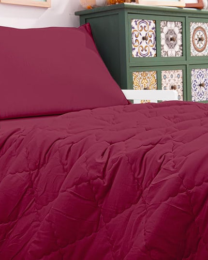 NTBAY Toddler Bedding Set - 4 Piece Soft and Breathable Crib Bedding Set for Boys and Girls, Includes Quilted Comforter, Fitted Sheet, Flat Top Sheet and Envelope Pillowcase, Wine Red
