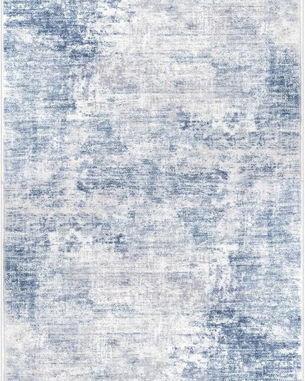 IOHOUZE Abstract Runner Rug 3x8 Ft Washable Runners for Hallways, Non Slip Kitchen Runner Printed Faux Wool Entryway Runner Indoor, Modern Abstract Floor Carpet for Hall Bedroom, Light Blue White